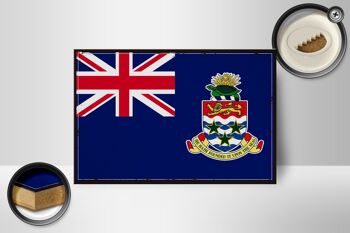 Panneau en bois drapeau des îles Caïmans, 18x12 cm, décoration rétro 2