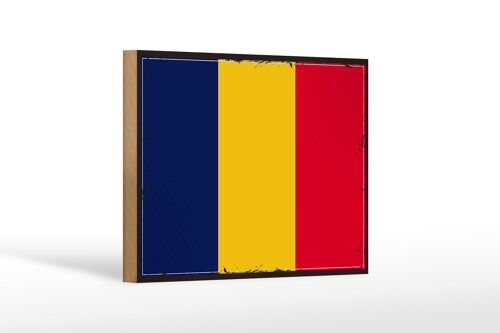 Holzschild Flagge des Tschad 18x12 cm Retro Flag of Chad Dekoration
