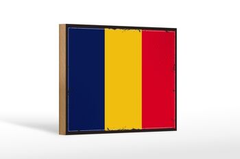 Panneau en bois drapeau du Tchad 18x12 cm, drapeau rétro du Tchad, décoration 1
