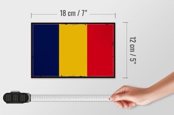 Panneau en bois drapeau du Tchad 18x12 cm, drapeau rétro du Tchad, décoration 4