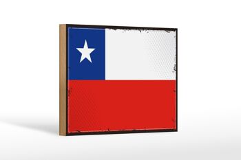 Panneau en bois drapeau du Chili 18x12 cm, drapeau rétro du Chili, décoration 1