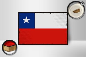 Panneau en bois drapeau du Chili 18x12 cm, drapeau rétro du Chili, décoration 2