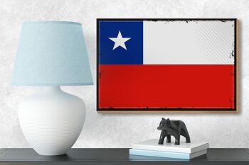 Panneau en bois drapeau du Chili 18x12 cm, drapeau rétro du Chili, décoration 3