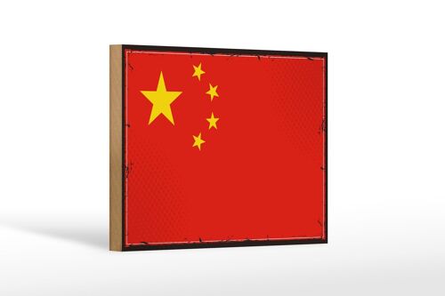 Holzschild Flagge China 18x12 cm Retro Flag of China Dekoration