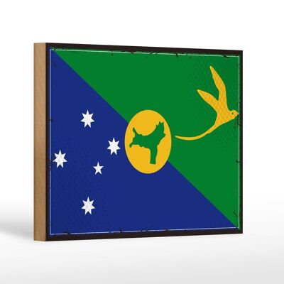 Cartello in legno bandiera Isola di Natale 18x12 cm decorazione bandiera retrò