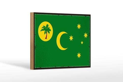 Holzschild Flagge Kokosinseln 18x12 cm Retro Cocos Islands Dekoration