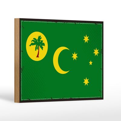 Holzschild Flagge Kokosinseln 18x12 cm Retro Cocos Islands Dekoration