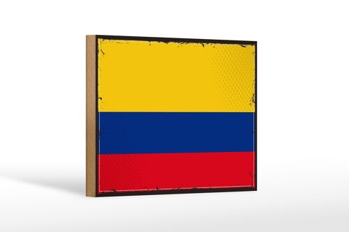 Holzschild Flagge Kolumbiens 18x12 cm Retro Flag Colombia Dekoration