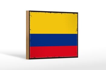 Panneau en bois drapeau de la Colombie 18x12 cm, drapeau rétro, décoration de la Colombie 1