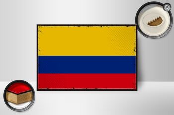 Panneau en bois drapeau de la Colombie 18x12 cm, drapeau rétro, décoration de la Colombie 2