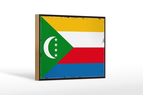 Holzschild Flagge der Komoren 18x12 cm Retro Flag Comoros Dekoration