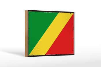 Panneau en bois drapeau Congo 18x12 cm Décoration rétro drapeau du Congo 1