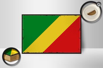 Panneau en bois drapeau Congo 18x12 cm Décoration rétro drapeau du Congo 2