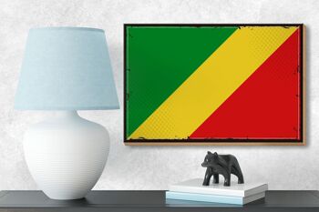 Panneau en bois drapeau Congo 18x12 cm Décoration rétro drapeau du Congo 3