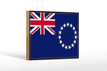 Panneau en bois drapeau Îles Cook 18x12 cm Décoration rétro Îles Cook 1