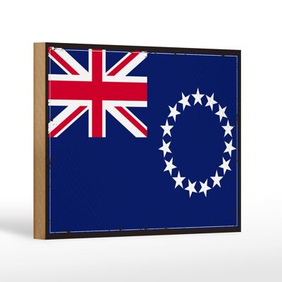 Holzschild Flagge Cookinseln 18x12 cm Retro Cook Islands Dekoration