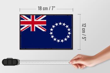 Panneau en bois drapeau Îles Cook 18x12 cm Décoration rétro Îles Cook 4