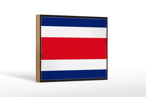 Holzschild Flagge Costa Ricas 18x12 cm Retro Costa Rica Dekoration