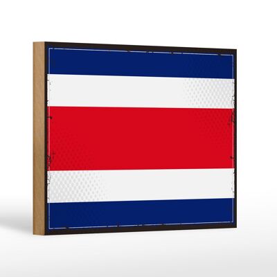 Panneau en bois drapeau du Costa Rica 18x12 cm décoration rétro Costa Rica