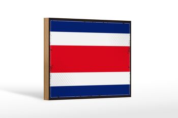 Panneau en bois drapeau du Costa Rica 18x12 cm décoration rétro Costa Rica 1