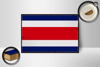 Panneau en bois drapeau du Costa Rica 18x12 cm décoration rétro Costa Rica 2