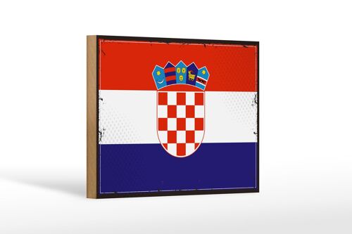 Holzschild Flagge Kroatiens 18x12 cm Retro Flag of Croatia Dekoration