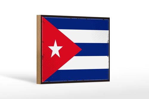 Holzschild Flagge Kubas 18x12 cm Retro Flag of Cuba Dekoration