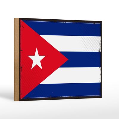 Holzschild Flagge Kubas 18x12 cm Retro Flag of Cuba Dekoration