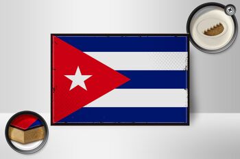 Panneau en bois drapeau de Cuba 18x12 cm décoration rétro drapeau de Cuba 2