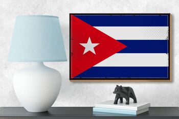 Panneau en bois drapeau de Cuba 18x12 cm décoration rétro drapeau de Cuba 3