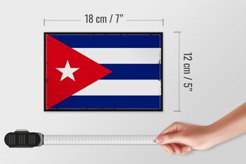 Panneau en bois drapeau de Cuba 18x12 cm décoration rétro drapeau de Cuba 4