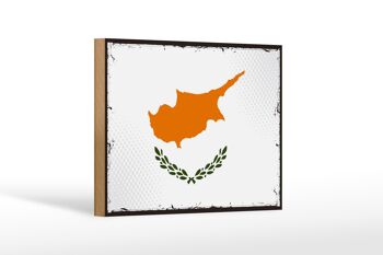 Panneau en bois Drapeau de Chypre 18 x 12 cm Décoration rétro Drapeau de Chypre 1