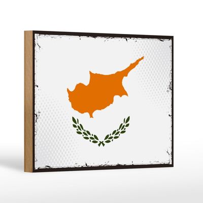 Holzschild Flagge Zypern 18x12 cm Retro Flag of Cyprus Dekoration