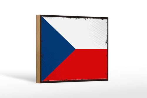 Holzschild Flagge Tschechiens 18x12cm Retro Czech Republic Dekoration
