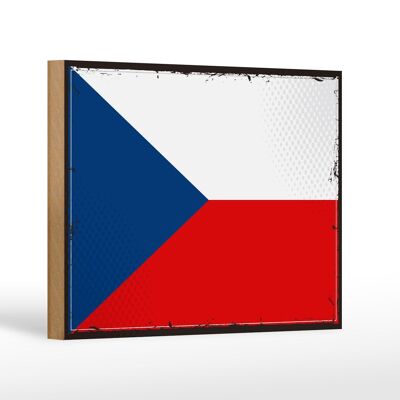 Holzschild Flagge Tschechiens 18x12cm Retro Czech Republic Dekoration