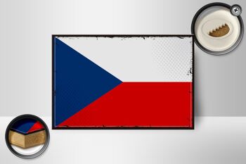 Panneau en bois drapeau de la république tchèque, 18x12cm, décoration rétro de la république tchèque 2
