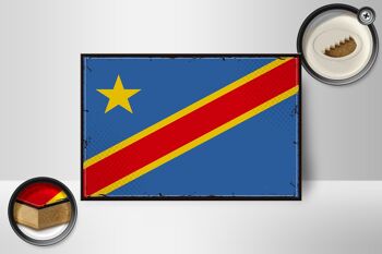Panneau en bois drapeau RD Congo 18x12 cm Décoration rétro Congo démocratique 2