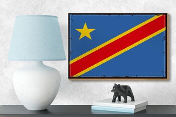 Panneau en bois drapeau RD Congo 18x12 cm Décoration rétro Congo démocratique 3