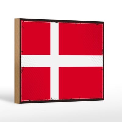 Letrero de madera bandera de Dinamarca 18x12 cm bandera retro de Dinamarca decoración