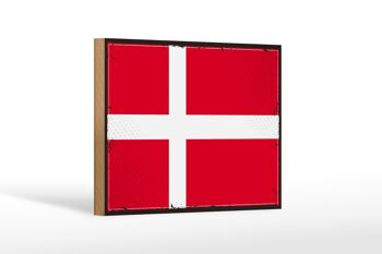 Panneau en bois drapeau du Danemark 18x12 cm, drapeau rétro du Danemark, décoration 1