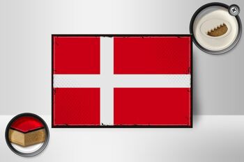 Panneau en bois drapeau du Danemark 18x12 cm, drapeau rétro du Danemark, décoration 2