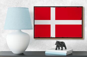 Panneau en bois drapeau du Danemark 18x12 cm, drapeau rétro du Danemark, décoration 3