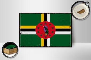 Panneau en bois drapeau de la Dominique 18x12cm, drapeau rétro de la Dominique, décoration 2
