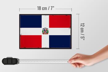 Panneau en bois drapeau République Dominicaine 18x12 cm décoration rétro 4