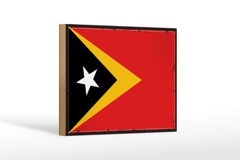 Drapeau en bois du Timor oriental, 18x12 cm, drapeau rétro, décoration du Timor oriental 1