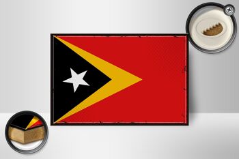 Drapeau en bois du Timor oriental, 18x12 cm, drapeau rétro, décoration du Timor oriental 2