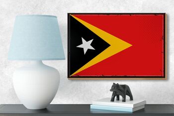 Drapeau en bois du Timor oriental, 18x12 cm, drapeau rétro, décoration du Timor oriental 3