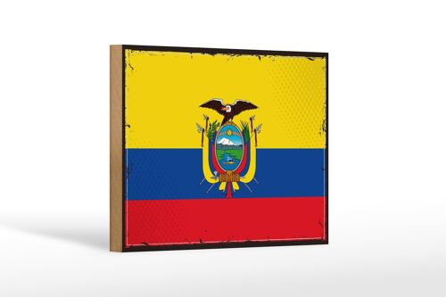 Holzschild Flagge Ecuadors 18x12 cm Retro Flag of Ecuador Dekoration