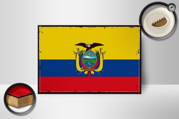 Panneau en bois drapeau de l'Équateur 18x12 cm, drapeau rétro de l'équateur, décoration 2