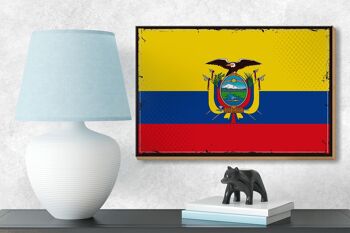 Panneau en bois drapeau de l'Équateur 18x12 cm, drapeau rétro de l'équateur, décoration 3